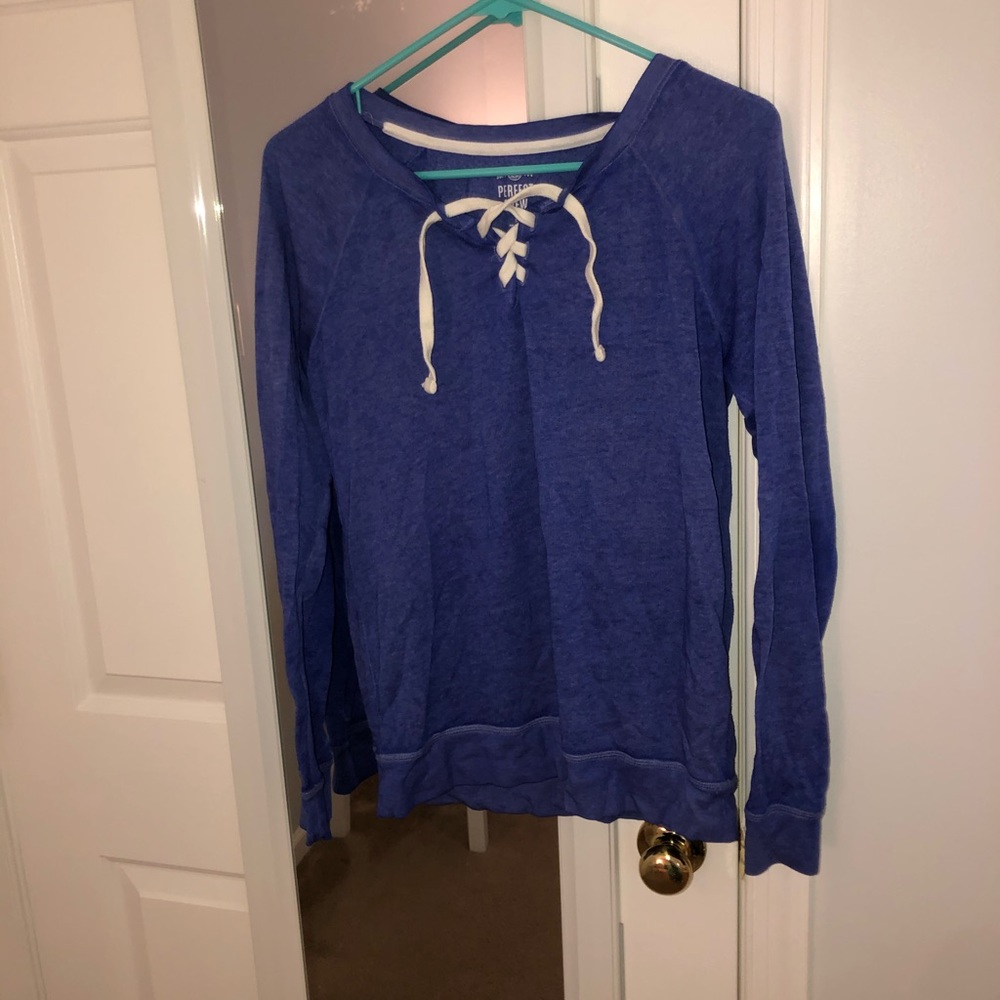 Purple Lace Up Crewneck Sweatshirt